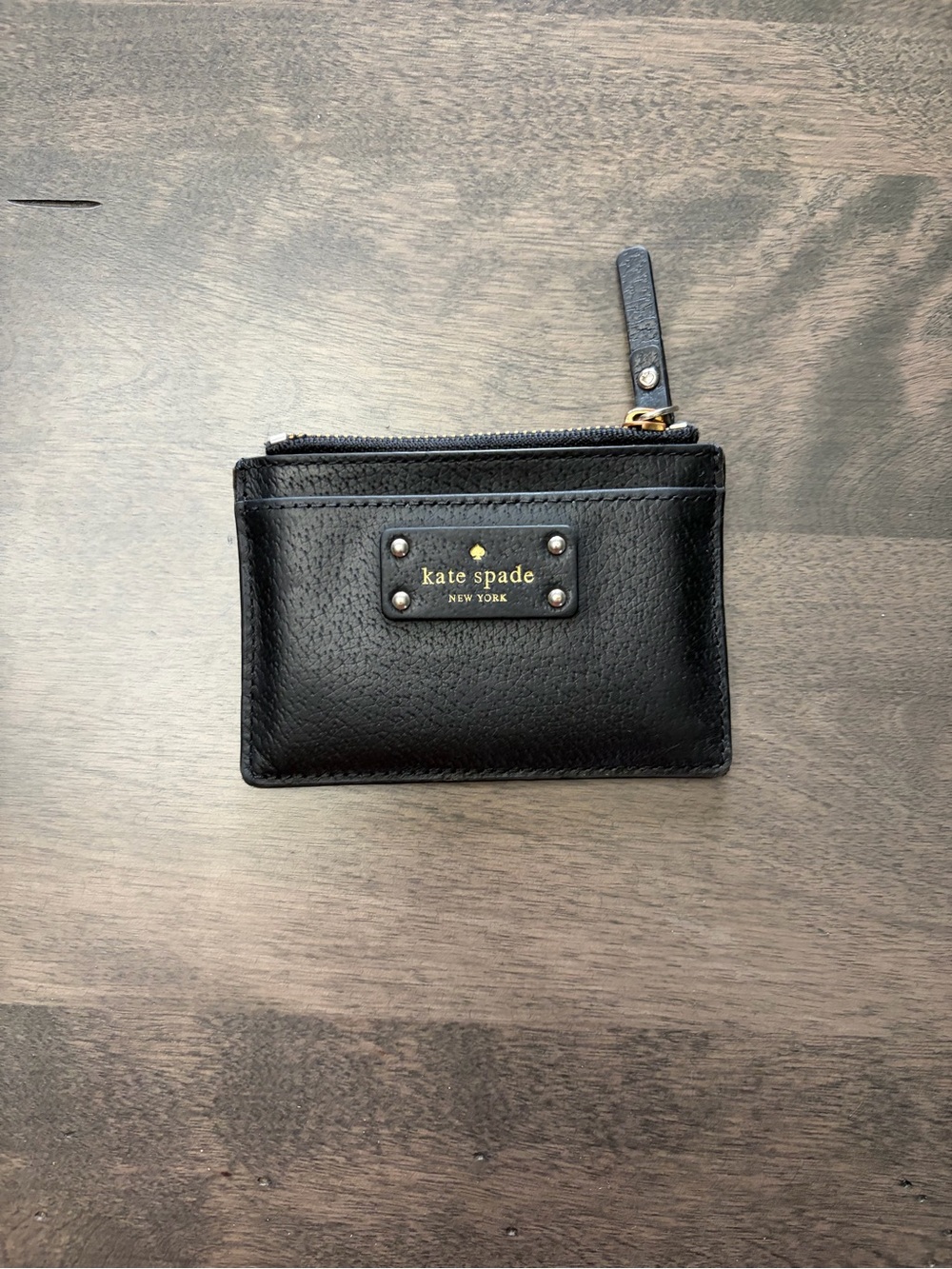 Kate Spade Black Leather Card Wallet with Zip